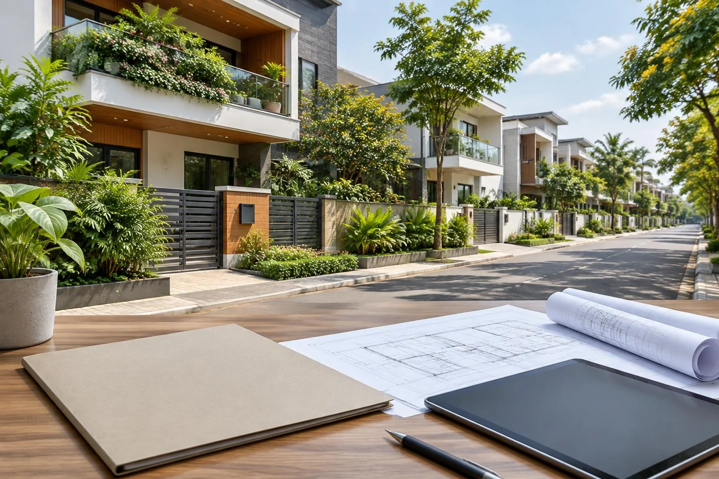Residential street and building plans in Bangalore